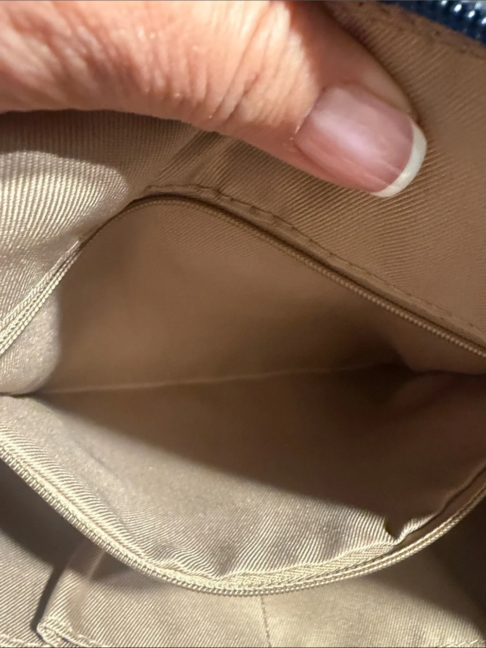 The Sak Navy Nylon Crossbody with Tan Strap